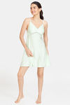 Zivame Non Padded Wirefree Relaxed Fit Lace Babydoll With Bikini Panty - Pastel Green — thumbnail 4