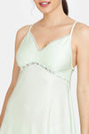 Zivame Non Padded Wirefree Relaxed Fit Lace Babydoll With Bikini Panty - Pastel Green — thumbnail 5
