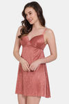 Zivame Coral Glaze Padded Wirefree Relaxed Fit Babydoll With Thong - Cinnabar — thumbnail 2