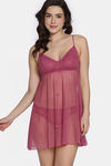 Zivame Lace N Mesh Babydoll with Thong - Malaga — thumbnail 1