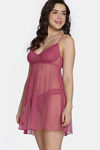 Zivame Lace N Mesh Babydoll with Thong - Malaga — thumbnail 2
