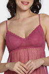 Zivame Lace N Mesh Babydoll with Thong - Malaga — thumbnail 5