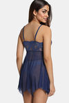 Zivame Lace N Mesh Babydoll with Thong - Navy — thumbnail 3