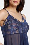 Zivame Lace N Mesh Babydoll with Thong - Navy — thumbnail 5