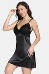 Zivame Silk N Satin Babydoll With Thong - Black — thumbnail 2