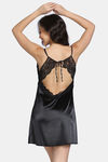 Zivame Silk N Satin Babydoll With Thong - Black — thumbnail 3