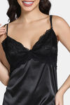 Zivame Silk N Satin Babydoll With Thong - Black — thumbnail 5