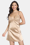 Zivame Silk N Satin Babydoll With Thong - Gold — thumbnail 1