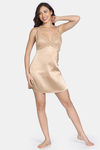 Zivame Silk N Satin Babydoll With Thong - Gold — thumbnail 4