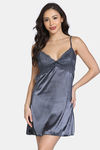 Zivame Silk N Satin Babydoll With Thong - Grey — thumbnail 1