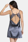 Zivame Silk N Satin Babydoll With Thong - Grey — thumbnail 3