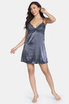 Zivame Silk N Satin Babydoll With Thong - Grey — thumbnail 4