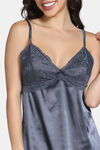 Zivame Silk N Satin Babydoll With Thong - Grey — thumbnail 5