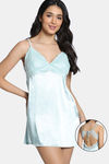 Zivame Silk N Satin Babydoll with Thong - Mint — thumbnail 1