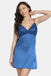 Zivame Silk N Satin Babydoll With Thong - Navy — thumbnail 1