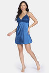 Zivame Silk N Satin Babydoll With Thong - Navy — thumbnail 4