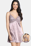 Zivame Silk N Satin Babydoll With Thong - Nutmeg — thumbnail 1