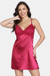 Zivame Silk N Satin Babydoll With Thong - Red — thumbnail 1