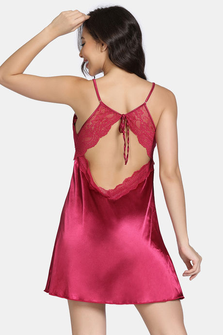 Zivame Silk N Satin Babydoll With Thong - Red — image 3