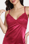 Zivame Silk N Satin Babydoll With Thong - Red — thumbnail 5