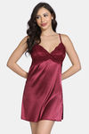 Zivame Silk N Satin Babydoll With Thong - Wine — thumbnail 1