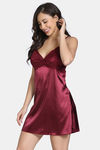 Zivame Silk N Satin Babydoll With Thong - Wine — thumbnail 2