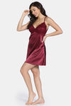 Zivame Silk N Satin Babydoll With Thong - Wine — thumbnail 4