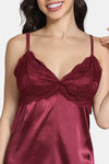 Zivame Silk N Satin Babydoll With Thong - Wine — thumbnail 5