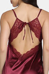 Zivame Silk N Satin Babydoll With Thong - Wine — thumbnail 6