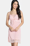 Zivame Lace N Mesh Babydoll With Thong - Peach — thumbnail 1