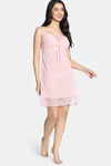 Zivame Lace N Mesh Babydoll With Thong - Peach — thumbnail 4