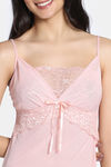 Zivame Lace N Mesh Babydoll With Thong - Peach — thumbnail 5