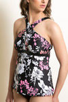 Zivame Padded Cross Back Tankini Set - Black N Print — thumbnail 5