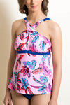 Zivame Padded Cross Back Tankini Set - Pink N Print — thumbnail 5