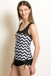 Zivame Padded Tankini Set- Black N Print — thumbnail 2