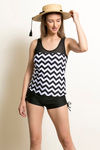 Zivame Padded Tankini Set- Black N Print — thumbnail 4