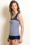 Zivame Padded Tankini Set- Blue N Print — thumbnail 2