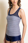 Zivame Padded Tankini Set- Blue N Print — thumbnail 5