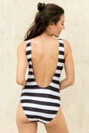 Zivame Scooped Neck Padded Swimsuit- Black N White Print — thumbnail 3
