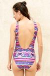 Zivame Scooped Neck Padded Swimsuit- Pink N Print — thumbnail 3