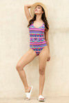 Zivame Scooped Neck Padded Swimsuit- Pink N Print — thumbnail 4