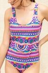Zivame Scooped Neck Padded Swimsuit- Pink N Print — thumbnail 5