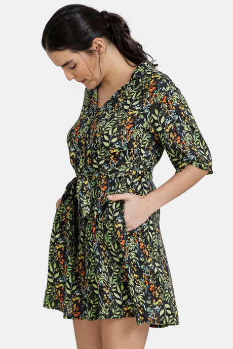 Zivame Resort Printed Beach Romper -Black — image 2