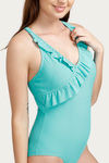 Zivame Ruffled Swimsuit- Turquoise — thumbnail 5