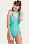 Zivame Ruffled Swimsuit- Turquoise — thumbnail 6