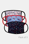 Zivame 2 Layer Knit Cotton Face Mask Pack of 3- Floral Flamingo Navy — thumbnail 1