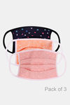 Zivame 2 Layer Knit Cotton Face Mask Pack of 3- Leaf Pink Navy — thumbnail 1