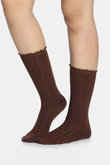 Zivame Calf Length Socks - Brown — image 2