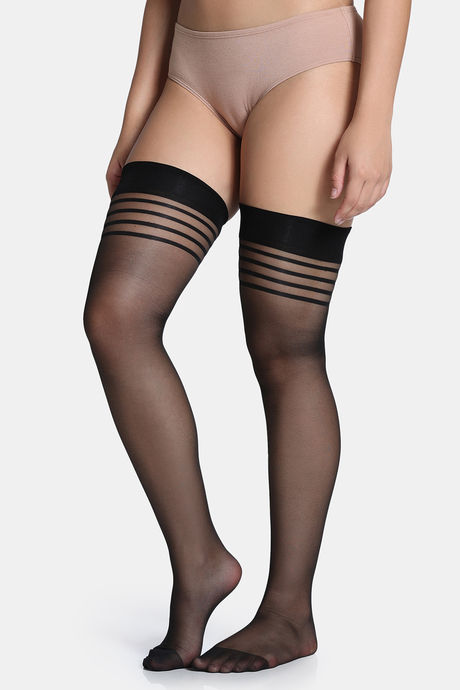 Zivame Sheer Thigh Stockings - Black — image 3