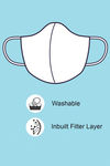 Zivame 3 Layer cotton Face Mask with Inbuilt Filter Pack of 3 - Blue Pink Skin — thumbnail 3